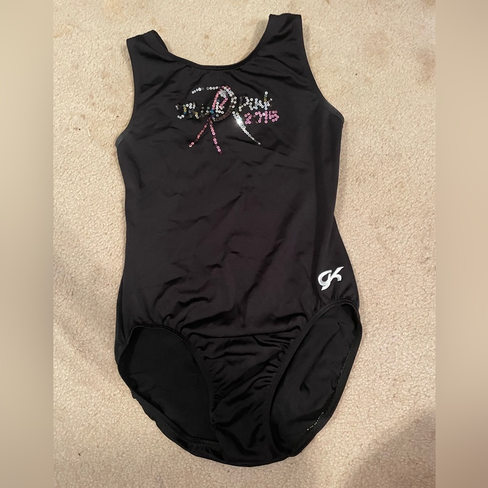 GK elite gymnastics leotard adult medium EUC breast cancer